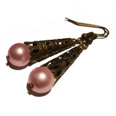 Náušnice perličky vintage A - růžové mat