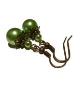 Náušnice perličky vintage C - zelené