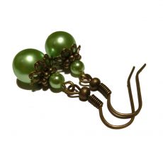 Náušnice perličky vintage C - zelené