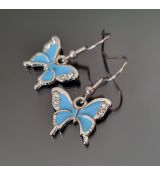 Náušnice barevné přívěškové - motýlek modrý