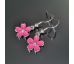 Náušnice barevné přívěškové - kytička růžová