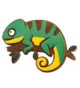 Brož dřevěná - chameleon