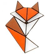 Brož dřevěná - origami liška