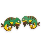Náušnice dřevěné malované - chameleon