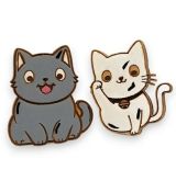 Náušnice dřevěné malované - kočky