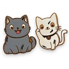 Náušnice dřevěné malované - kočky