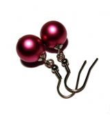 Náušnice perličky 12mm - fuchsiové mat