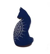Brož smaltovaná - kočka modrá