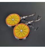 Náušnice barevné přívěškové - pomeranč