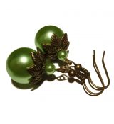 Náušnice perličky vintage E - zelené