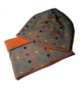 Sada dětská čepice + nákrčník HVĚZDY vel.52-56 cm
