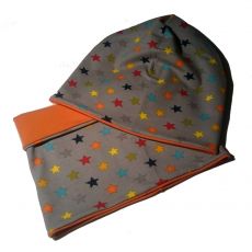 Sada dětská čepice + nákrčník HVĚZDY vel.52-56 cm