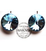 Náušnice RIVOLI klapky 14mm - Aquamarine