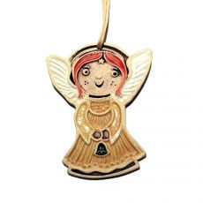 Keramická vánoční ozdoba - andílek žlutý