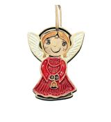 Keramická vánoční ozdoba - andílek červený