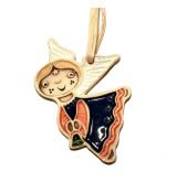 Keramická vánoční ozdoba - andílek letící modrý