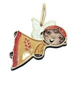 Keramická vánoční ozdoba - andílek letící žlutý