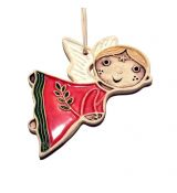 Keramická vánoční ozdoba - andílek letící červený