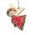 Keramická vánoční ozdoba - andílek letící červený zvonek