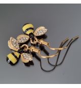 Náušnice barevné přívěškové - včelka GOLD