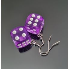 Náušnice hrací kostky - fialové