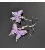 Náušnice barevné přívěškové - motýlek fialový