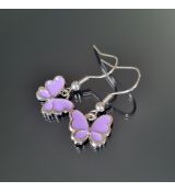 Náušnice barevné přívěškové - motýlek mini fialový