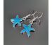 Náušnice barevné přívěškové - mořská hvězda modrá