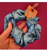 Saténová scrunchie gumička - petrolejová