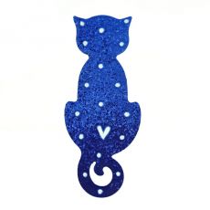 Brož smaltovaná - srdíčková kočka modrá