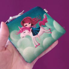 Látková taštička 11x10cm - jednorožec s holčičkou