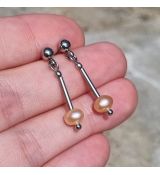 Náušnice ŘÍČNÍ PERLY meruňkové 6mm