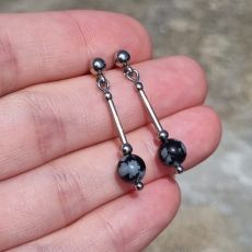 Náušnice OBSIDIÁN VLOČKOVÝ 6mm