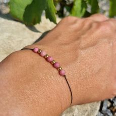 Náramek RODOCHROZIT šňůrkový 4mm GOLD
