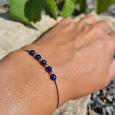 Náramek LAPIS LAZULI šňůrkový 4mm GOLD