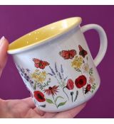 Hrneček keramický - letní kvítí a motýli