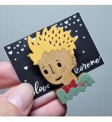 Brož dřevěná malovaná - princ