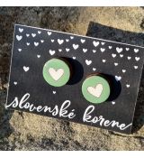 Dřevěné malované náušnice - srdíčka v kolečku
