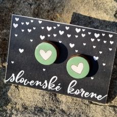 Dřevěné malované náušnice - srdíčka v kolečku