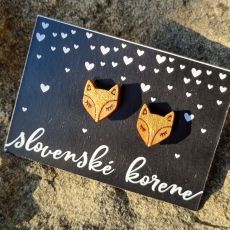 Dřevěné malované náušnice - liška malá zlatá