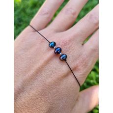 Náramek ŘÍČNÍ PERLY modré šňůrkový 4mm
