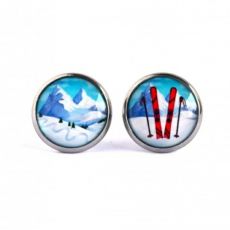 Náušnice nerez pecky - na lyže