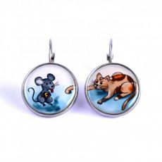 Náušnice nerez - kočka a myš