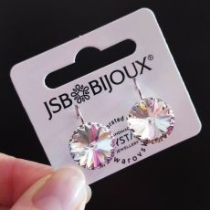 Náušnice RIVOLI klapky 14mm - Crystal