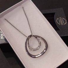 Ocelový náhrdelník s krystaly Swarovski dvojitý ovál