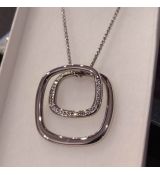 Ocelový náhrdelník s krystaly Swarovski dvojitý čtverec