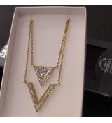 Ocelový náhrdelník s krystaly Swarovski trojúhelníky zlaté