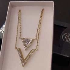 Ocelový náhrdelník s krystaly Swarovski trojúhelníky zlaté