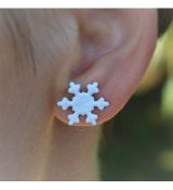 Náušnice smaltované - vločka