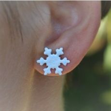 Náušnice smaltované - vločka